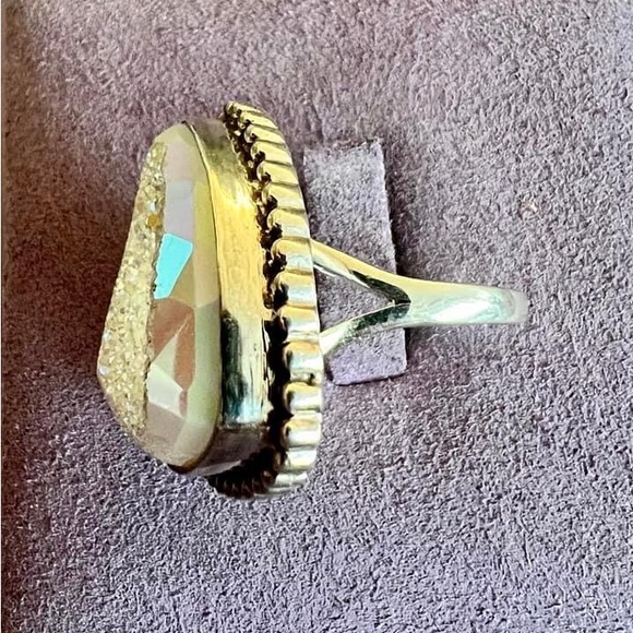 Sterling Silver White Druzy Ring - Picture 4 of 5